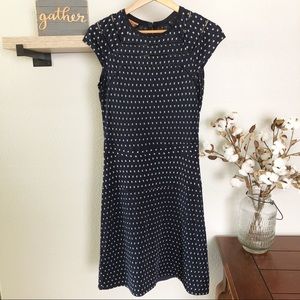 Tory Burch Navy & White Print Cap Sleeve Dress